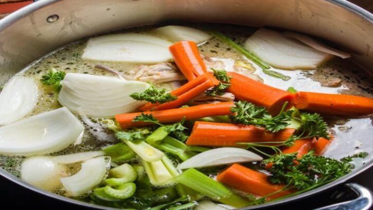 vegetables cooking in pot