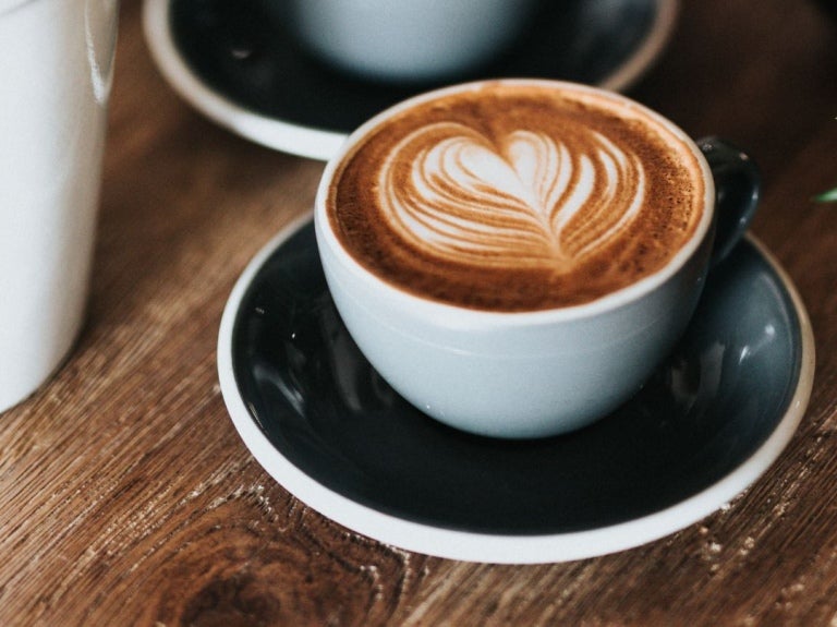 coffee serving at cafe with latte art