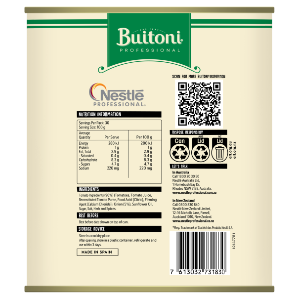 BUITONI Sugo Al Pomodoro Coulis Left Side Without Pitch