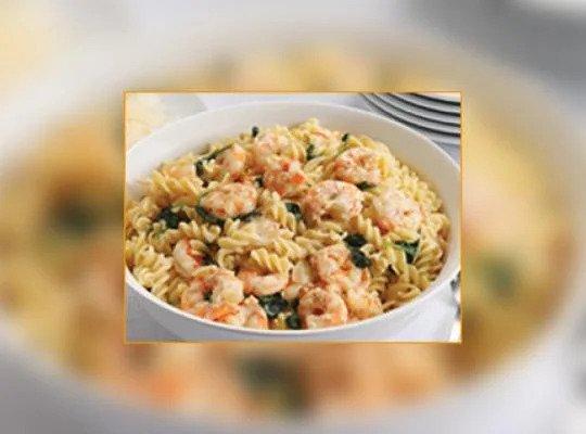 Rotini Pasta & Prawns in a Creamy Garlic Spinach Sauce Recipe