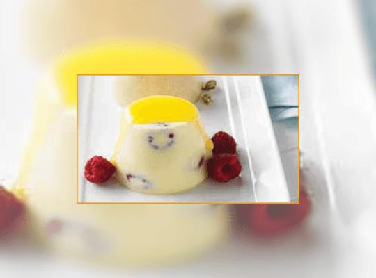 Vanilla Panna Cotta with Raspberries Lemon Curd