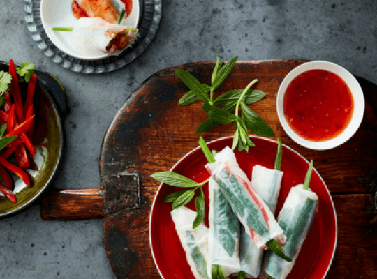 Rice Paper Rolls with Chilli Jam