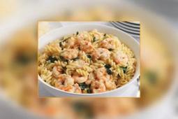 Rotini Pasta & Prawns in a Creamy Garlic Spinach Sauce Recipe