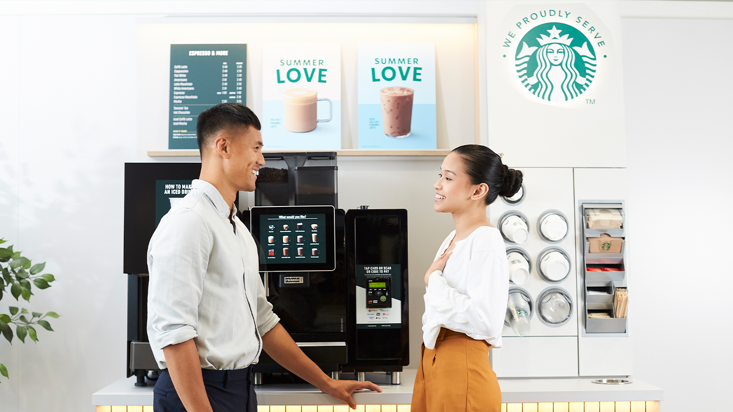 We Proudly Serve Starbucks Banner